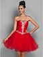 halpa Juhlamekot-Ball Gown Open Back Cute Holiday Homecoming Cocktail Party Dress Sweetheart Neckline Sleeveless Short / Mini Organza Tulle with Beading Appliques 2021