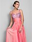 cheap Prom Dresses-Sheath / Column Sparkle &amp; Shine Dress Prom Formal Evening Floor Length Sleeveless Spaghetti Strap Chiffon with Ruched Sequin 2023