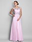 cheap Prom Dresses-A-Line Empire Dress Wedding Guest Formal Evening Floor Length Short Sleeve Illusion Neck Chiffon Backless with Crystals Beading 2024