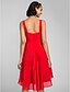 cheap Bridesmaid Dresses-A-Line V Neck Asymmetrical Chiffon Bridesmaid Dress with Sequin / Crystals / Criss Cross by LAN TING BRIDE®