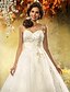 baratos Vestidos de Casamento-De Baile Decote Princesa Cauda Corte Tule Vestidos de casamento feitos à medida com Laço / Miçangas / Apliques de LAN TING BRIDE®