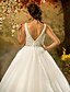 cheap Wedding Dresses-Wedding Dresses Ball Gown V Neck Regular Straps Sweep / Brush Train Tulle Bridal Gowns With Sash / Ribbon Beading 2024
