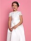 preiswerte Kleider für die Blumenmädchen-A-Linie Knöchellänge Blumenmädchenkleid Erstkommunion Süßes Ballkleid Satin mit Spitze Fit 3-16 Jahre