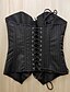 Недорогие Корсеты и корректирующее белье-Corset Women&#039;s Black Corset Set Zipper Ruched Striped