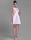 cheap The Wedding Store-A-Line Bridesmaid Dress Bateau Neck Sleeveless Short / Mini Satin with Bow(s)