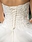 levne Svatební šaty-Princess A-Linie Svatební šaty Srdcový výstřih Extra dlouhá vlečka Organza Bez rukávů s Korálky Aplikace 2020