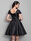 cheap Cocktail Dresses-Ball Gown 1950s Little Black Dress Minimalist Cocktail Party Formal Evening Dress Bateau Neck Boat Neck Short Sleeve Knee Length Taffeta with Pearls Draping 2021