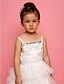 cheap Flower Girl Dresses-A-Line Ball Gown Princess Knee Length Flower Girl Dress - Chiffon Lace Satin Tulle Sleeveless Spaghetti Straps with Beading Lace by