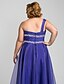 cheap Special Occasion Dresses-Plus Size A-Line One Shoulder Floor Length Organza Prom / Formal Evening Dress with Crystals / Ruched by TS Couture®