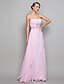 cheap Evening Dresses-A-Line Empire Pink Wedding Guest Formal Evening Dress Sweetheart Neckline Sleeveless Floor Length Georgette with Beading Sequin Overskirt 2020