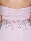 cheap Evening Dresses-A-Line Empire Pink Wedding Guest Formal Evening Dress Sweetheart Neckline Sleeveless Floor Length Georgette with Beading Sequin Overskirt 2020