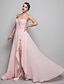 cheap Special Occasion Dresses-Sheath / Column Open Back Dress Prom Formal Evening Floor Length Sleeveless Sweetheart Chiffon with Ruched Beading Split Front 2024