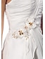 Χαμηλού Κόστους Νυφικά Φορέματα-Γραμμή Α Ένας Ώμος Ουρά Σιφόν Φορέματα γάμου φτιαγμένα στο μέτρο με Χάντρες / Διακοσμητικά Επιράμματα / Λουλούδι με LAN TING BRIDE®