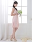 cheap Bridesmaid Dresses-A-Line One Shoulder Knee Length Lace Bridesmaid Dress with Sash / Ribbon