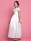 cheap Flower Girl Dresses-A-Line Ankle Length Flower Girl Dress First Communion Cute Prom Dress Satin with Lace Fit 3-16 Years