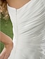 billiga Brudklänningar-A-linje Enaxlad Golvlång Chiffong Bröllopsklänningar tillverkade med Blomma / Sidodraperad av LAN TING BRIDE® / Illusion