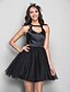 cheap Special Occasion Dresses-Ball Gown Y Neck Short / Mini Tulle / Stretch Satin Dress with Pleats by TS Couture®