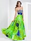 voordelige Avondjurken-Baljurk Bloemen Schoolfeest Formele avonden Militair gala Jurk Strapless Sweetheart Mouwloos Tot de grond Stretchsatijn met Ruches Kristaldetails Kralen 2020 / Patroon / Print