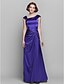 cheap The Wedding Store-Sheath / Column Mother of the Bride Dress Elegant Off Shoulder Floor Length Stretch Satin Sleeveless with Beading Side Draping 2023