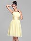 cheap Bridesmaid Dresses-A-Line Bridesmaid Dress Straps Sleeveless Knee Length Chiffon / Stretch Satin with Ruched / Draping