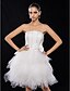 cheap Special Occasion Dresses-A-Line Holiday Homecoming Graduation Dress Strapless Sleeveless Knee Length Satin Tulle with Bow(s) Beading 2021