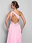 Χαμηλού Κόστους Φορέματα Χορού Αποφοίτησης-Ίσια Γραμμή Κομψό Φόρεμα Χοροεσπερίδα Μακρύ Αμάνικο Ένας Ώμος Σιφόν Εξώπλατο με Πιασίματα Χάντρες 2022 / Ανοικτή Πλάτη