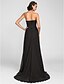 preiswerte Brautjungfernkleider-A-Line Bridesmaid Dress Strapless Sleeveless Lace Up Sweep / Brush Train Chiffon with Beading / Side Draping / Cascading Ruffles 2022