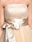 cheap Special Occasion Dresses-Ball Gown Cute Dress Cocktail Party Tea Length Sleeveless Strapless Satin with Sash / Ribbon Bow(s) 2022