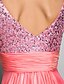 cheap Prom Dresses-Sheath / Column Sparkle &amp; Shine Dress Prom Formal Evening Floor Length Sleeveless Spaghetti Strap Chiffon with Ruched Sequin 2023