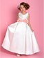 Χαμηλού Κόστους Λουλουδάτα φορέματα για κορίτσια-Γραμμή Α Μακρύ Φόρεμα για Κοριτσάκι Λουλουδιών - Σατέν Αμάνικο Λαιμόκοψη V με Πλαϊνό ντραπέ / Λουλούδι με LAN TING BRIDE®