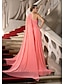 cheap Evening Dresses-A-Line Elegant Dress Engagement Court Train Sleeveless One Shoulder Chiffon with Crystals Draping 2022 / Formal Evening
