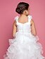 baratos Vestidos para Menina das Flores de Casamento-Princesa Longo Vestido para Meninas das Flores Lindo Vestido de Baile Cetim com Faixa / Fita Ajuste 3-16 anos