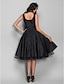 cheap Cocktail Dresses-A-Line Cocktail Dresses Vintage Dress Halloween Knee Length Sleeveless V Neck Taffeta with Pleats Crystals 2022 / Little Black Dress / Cocktail Party
