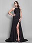 cheap Evening Dresses-Ball Gown Open Back Dress Formal Evening Military Ball Sweep / Brush Train Sleeveless Scoop Neck Chiffon with Pleats Split Front 2023