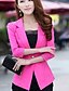 cheap Women&#039;s Blazers &amp; Jackets-QSYR Women&#039;s Korean Candy Color 3/4 Length Sleeve Suit Jacket(Fuchsia)