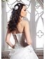 Χαμηλού Κόστους Νυφικά Φορέματα-Γραμμή Α Καρδιά Ουρά μέτριου μήκους Οργάντζα Φορέματα γάμου φτιαγμένα στο μέτρο με Χάντρες / Διακοσμητικά Επιράμματα / Χιαστί με LAN TING BRIDE®
