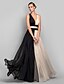 cheap Special Occasion Dresses-A-Line Plunging Neck Floor Length Chiffon Dress with Ruched by TS Couture®