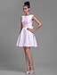 cheap The Wedding Store-A-Line Bridesmaid Dress Bateau Neck Sleeveless Short / Mini Satin with Bow(s)