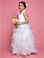 baratos Vestidos para Menina das Flores de Casamento-Princesa Longo Vestido para Meninas das Flores Lindo Vestido de Baile Cetim com Faixa / Fita Ajuste 3-16 anos