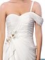 cheap Wedding Dresses-A-Line One Shoulder Sweep / Brush Train Chiffon Made-To-Measure Wedding Dresses with Beading / Appliques / Flower by LAN TING BRIDE®