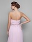 Χαμηλού Κόστους Βραδινά Φορέματα-Γραμμή Α Αμπίρ Ροζ Γάμος Guest Επίσημο Βραδινό Φόρεμα Καρδιά Αμάνικο Μακρύ Ζορζέτα με Χάντρες Πούλιες Overskirt 2020