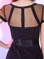 זול שמלות קוקטייל-מעטפת \ עמוד שמלה שחורה קטנה חגים סיום לימודים מסיבת קוקטייל שמלה אשליה שרוולים קצרים קצר \ מיני שיפון עם סרט קפלים 2021