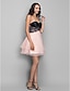 Χαμηλού Κόστους Κοκτέιλ Φορέματα-Γραμμή Α Εφαρμοστό &amp; Εμβαζέ Αργίες Καλωσόρισμα Κοκτέιλ Πάρτι Φόρεμα Καρδιά Αμάνικο Κοντό / Μίνι Οργάντζα Ελαστικό Σατέν με Δαντέλα Πιασίματα 2021