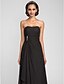 cheap Bridesmaid Dresses-A-Line Bridesmaid Dress Strapless Sleeveless Lace Up Sweep / Brush Train Chiffon with Beading / Side Draping / Cascading Ruffles 2022
