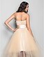 cheap Special Occasion Dresses-Ball Gown Cute Dress Cocktail Party Tea Length Sleeveless Strapless Satin with Sash / Ribbon Bow(s) 2022