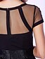 Χαμηλού Κόστους Κοκτέιλ Φορέματα-Ίσια Γραμμή Μικρό Μαύρο Φόρεμα Αργίες Καλωσόρισμα Κοκτέιλ Πάρτι Φόρεμα Λαιμός ψευδαίσθησης Κοντομάνικο Κοντό / Μίνι Σιφόν με Ζώνη / Κορδέλα Πλισέ 2021