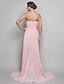 cheap Special Occasion Dresses-Sheath / Column Open Back Dress Prom Formal Evening Floor Length Sleeveless Sweetheart Chiffon with Ruched Beading Split Front 2024