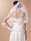 cheap Wedding Veils-Two-tier Wedding Veil Elbow Veils 53 Applique Bead Lace Tulle A-line, Ball Gown, Princess, Sheath/ Column, Trumpet/ Mermaid