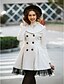 cheap Women&#039;s Coats &amp; Trench Coats-Women&#039;s Work Winter Long Coat, Solid Color Notch Lapel Long Sleeve Wool / Polyester White / Black / Red