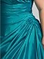 levne Večerní šaty-A-Linie Elegantní Maturitní ples Formální večer Šaty Jedno rameno Bez rukávů Na zem Taft s Korálky Boční řasení 2020